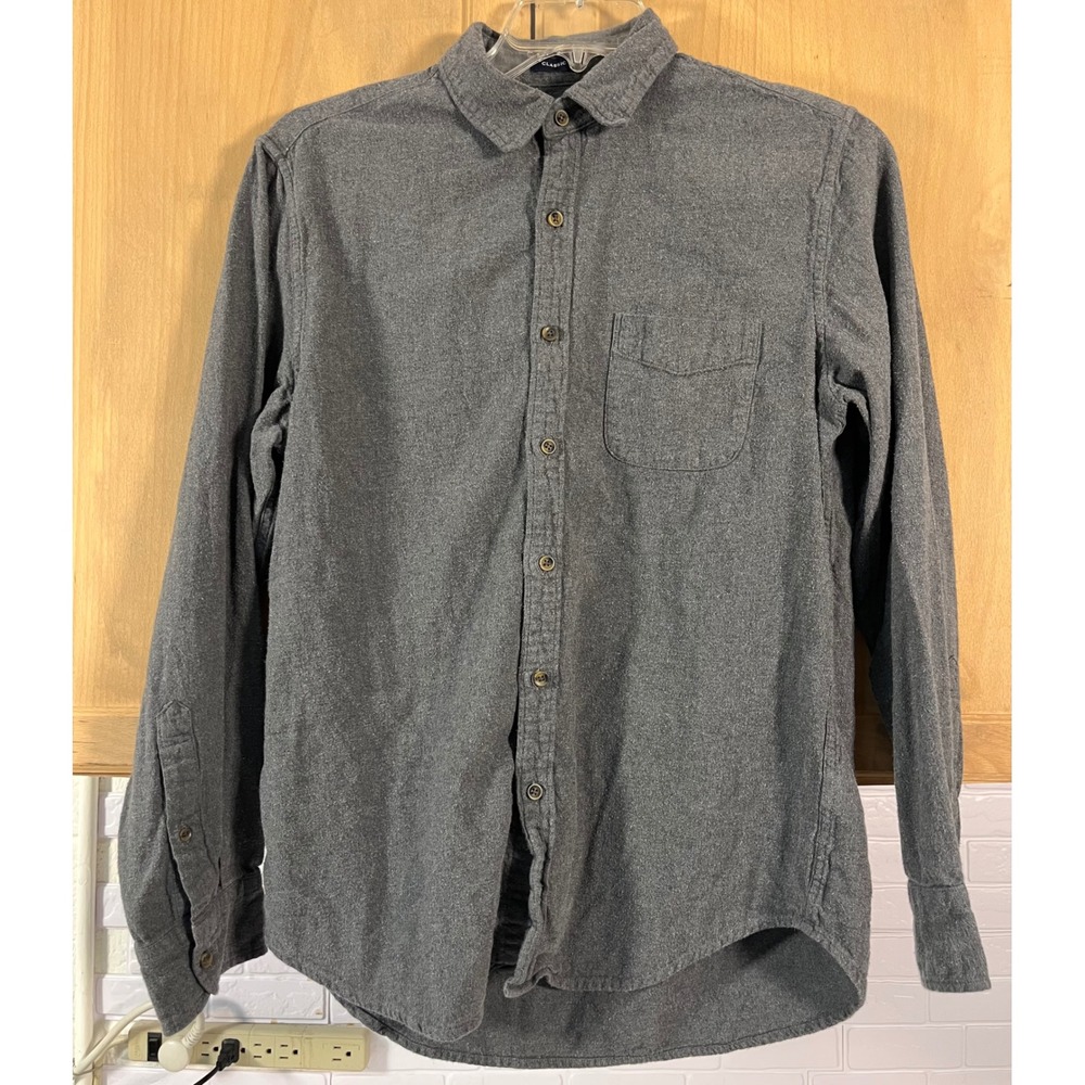 J.Crew Flannel Shirt Mens Medium Gray Classic Long Sleeve Button Down Cotton